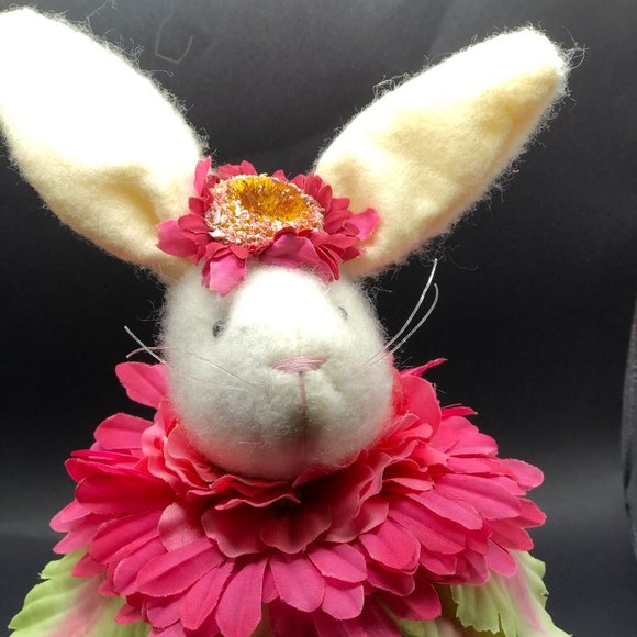 FLORAL RABBIT BUNNY Adorable Plush Bean Base Adjustable Wire Ears Easter Gift - Picture 11 of 15
